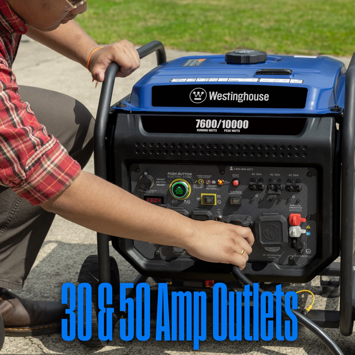 10,000 Peak Watt Portable Inverter Generator, Gas Powered, Remote Start with CO Sensor