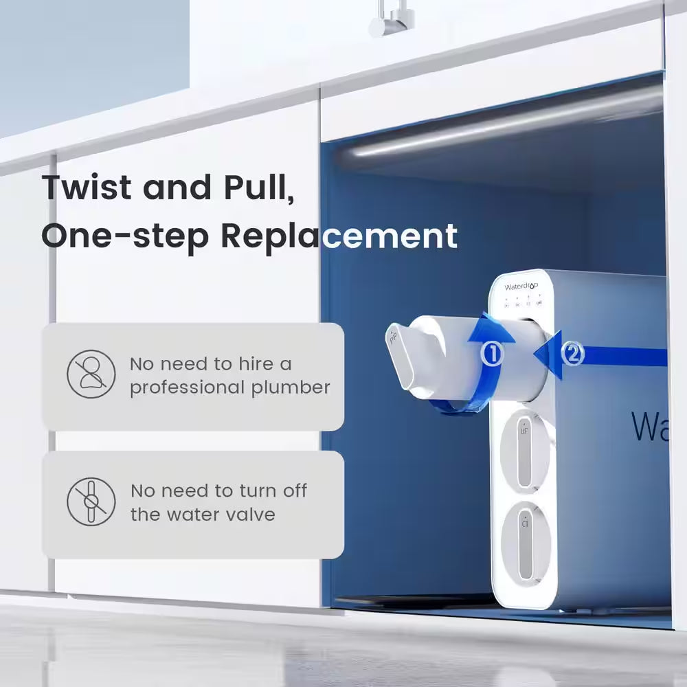 Under Sink Water Filtration System 3-Stage Tankless Ultra-Filtration System with Faucet Smart Panel with Light Indicator