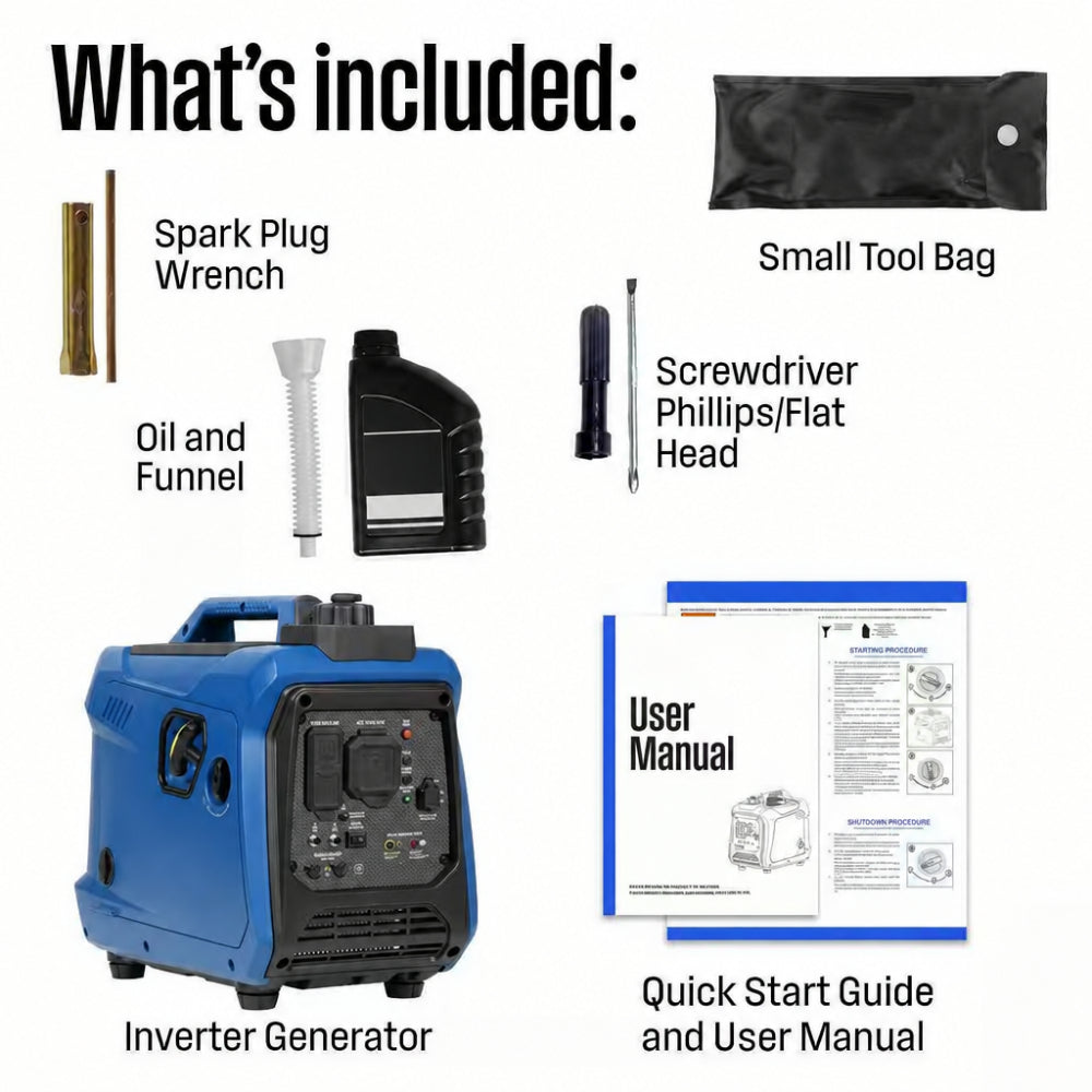 2,550-Watt Gas Powered Portable Inverter Generator with Recoil Start, Quiet Technology, CO Sensor