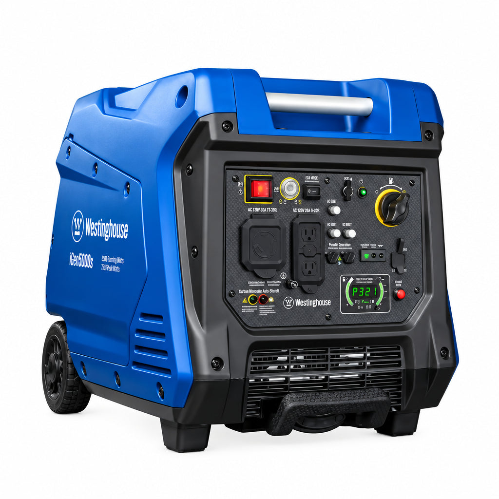 5,000-Watt Gas Powered Portable Inverter Generator with Remote Electric Start, LED Data Center
