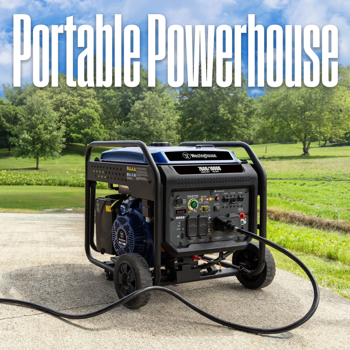 10,000 Peak Watt Portable Inverter Generator, Gas Powered, Remote Start with CO Sensor