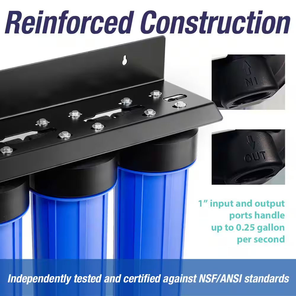 3-Stage Whole House Water Filtration System, Reduces PFAS, Lead, Chloramine, Chlorine, Sediments and More