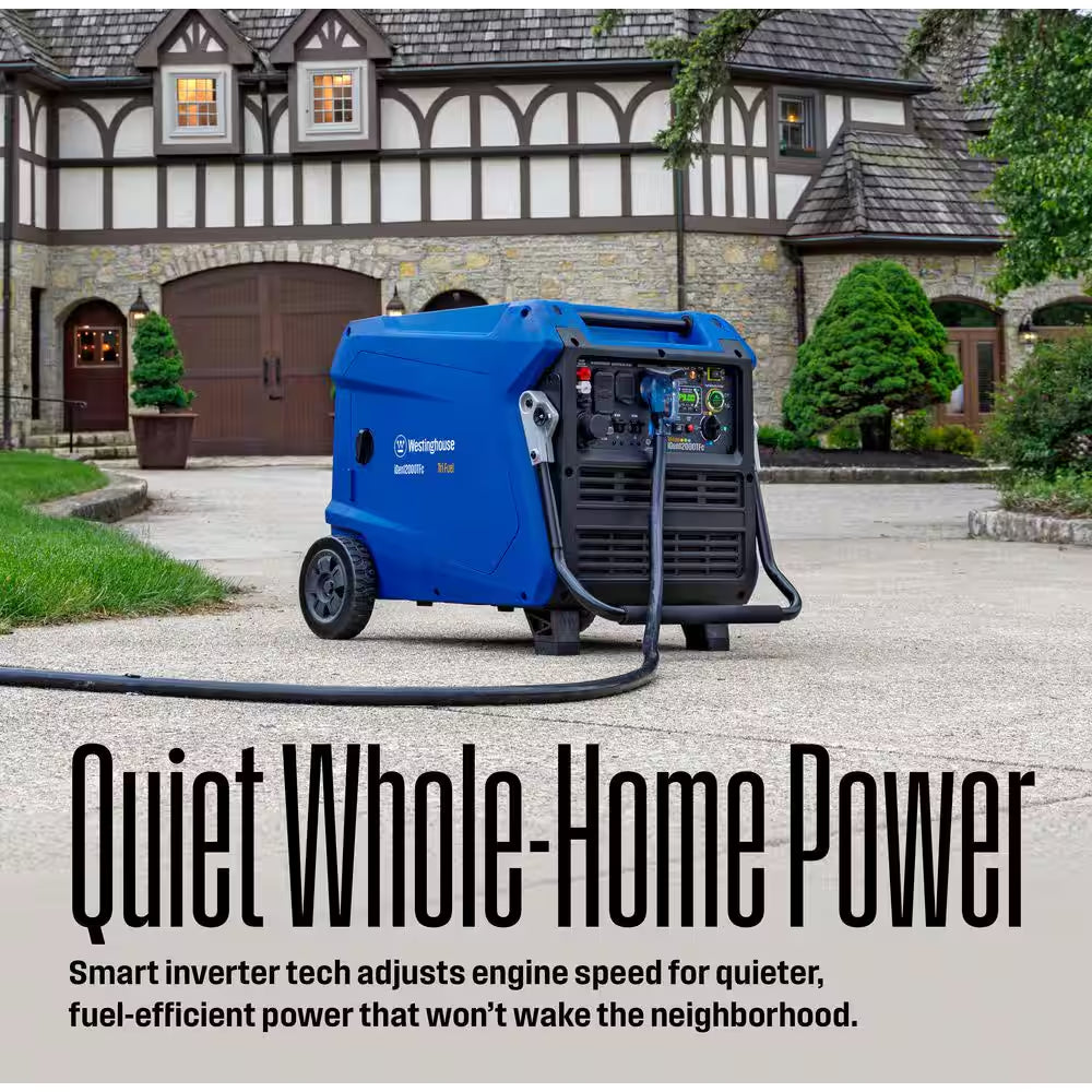 12,000-Watt Remote Electric Start Tri Fuel Gas, Propane, Natural Gas Powered Inverter Generator with CO Sensor