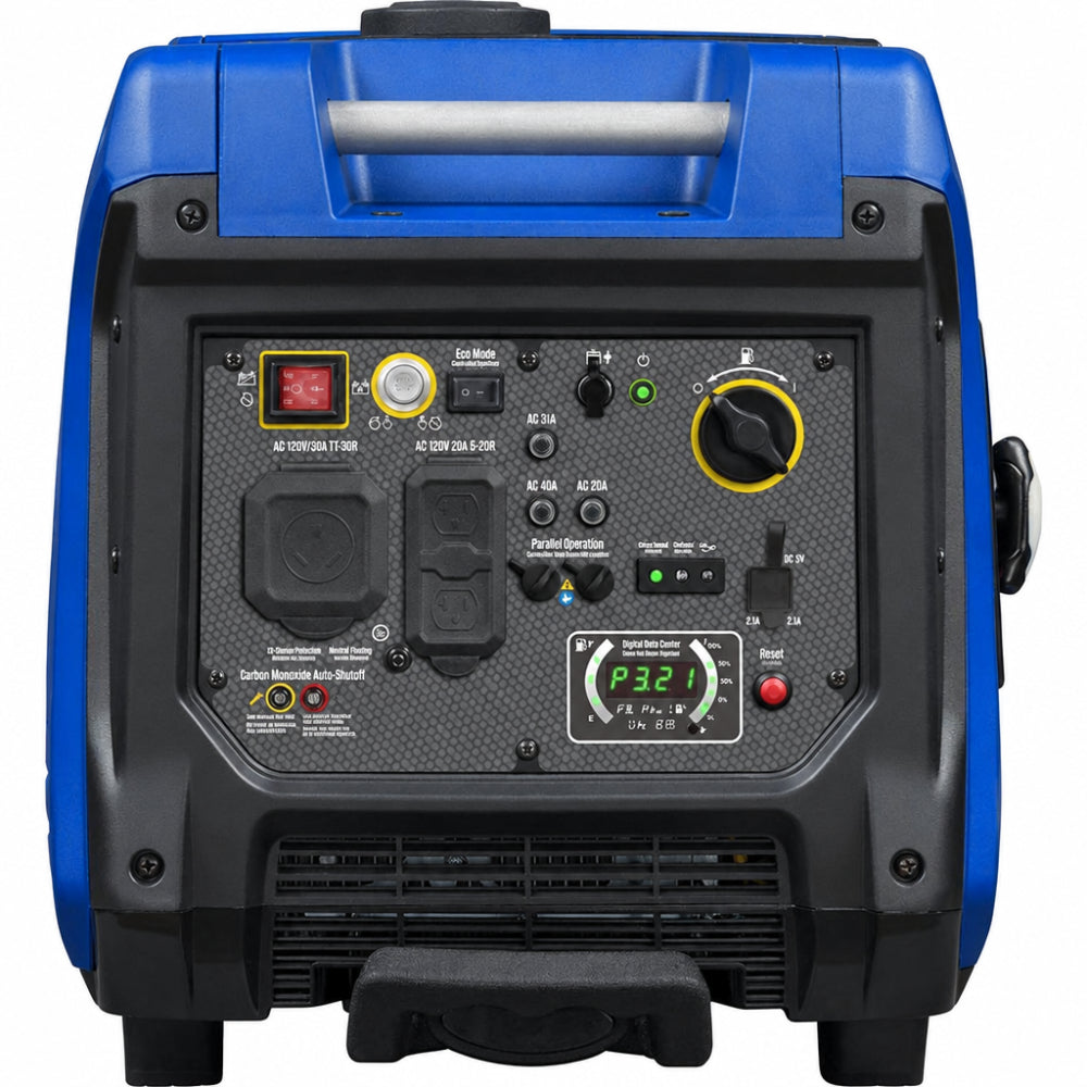 5,000-Watt Gas Powered Portable Inverter Generator with Remote Electric Start, LED Data Center